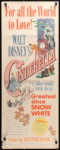 1y071 CINDERELLA insert 1950 Walt Disney classic romantic musical fantasy cartoon!