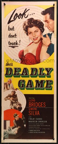 1y082 DEADLY GAME insert 1954 Lloyd Bridges, sexy bad girl Simone Silva knows the score!