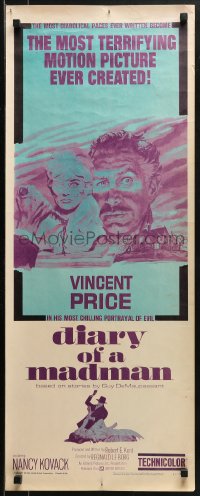 1y089 DIARY OF A MADMAN insert 1963 Vincent Price in his most chilling portrayal of evil!