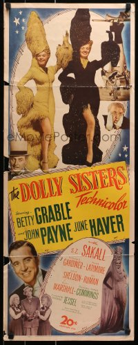 1y091 DOLLY SISTERS insert 1945 cool image of sexy entertainers Betty Grable & June Haver!