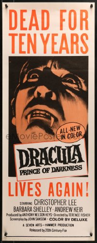 1y095 DRACULA PRINCE OF DARKNESS insert 1966 great art of vampire Christopher Lee!