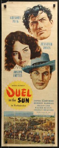 1y097 DUEL IN THE SUN insert 1947 Jennifer Jones, Gregory Peck & Joseph Cotten in King Vidor epic!