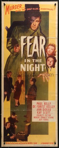 1y104 FEAR IN THE NIGHT insert 1947 cool film noir artwork of Paul Kelly with pistol!