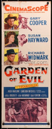 1y111 GARDEN OF EVIL insert 1954 cool images of Gary Cooper, sexy Susan Hayward, & Richard Widmark!