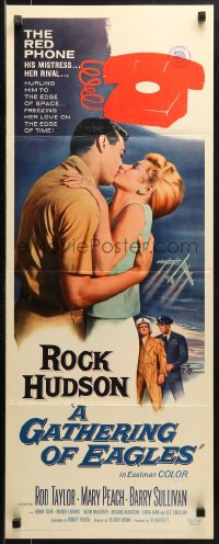 1y112 GATHERING OF EAGLES insert 1963 romantic close-up of Rock Hudson & sexy Mary Peach!