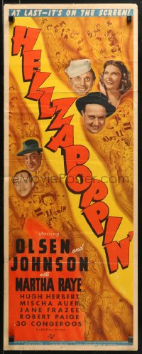 1y122 HELLZAPOPPIN' insert 1941 zany Ole Olsen & Chic Johnson with big mouth Martha Raye, rare!