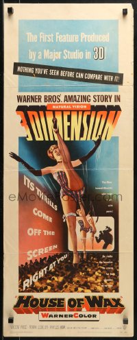 1y124 HOUSE OF WAX 3D insert 1953 art of monster & sexy girls dancing off the movie screen!