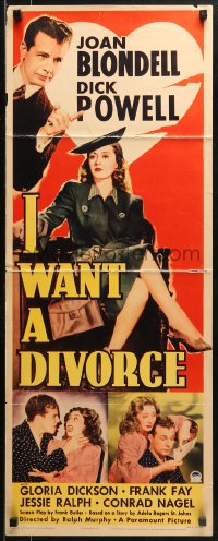 1y128 I WANT A DIVORCE insert 1940 Joan Blondell & Dick Powell were married for real, ultra-rare!