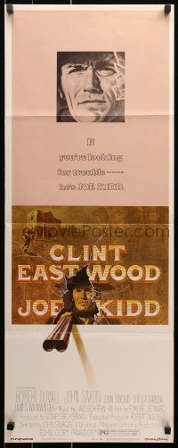 1y136 JOE KIDD insert 1972 super close up of cowboy Clint Eastwood held at gunpoint!