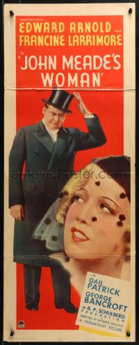 1y137 JOHN MEADE'S WOMAN insert 1937 art of dapper Edward Arnold & pretty Francine Larrimore!