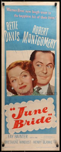 1y140 JUNE BRIDE insert 1948 Bette Davis & Robert Montgomery in the happiest hit of their lives!