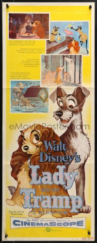 1y143 LADY & THE TRAMP insert 1955 Disney classic dog cartoon, includes the spaghetti scene!