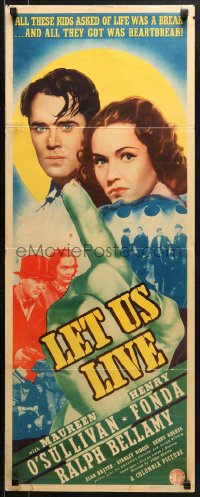 1y148 LET US LIVE insert 1939 Henry Fonda & sexy Maureen O'Sullivan, Ralph Bellamy, ultra-rare!