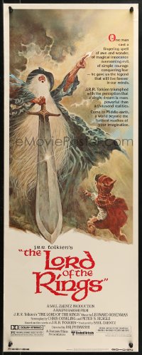 1y155 LORD OF THE RINGS insert 1978 Ralph Bakshi cartoon from J.R.R. Tolkien, Tom Jung art!