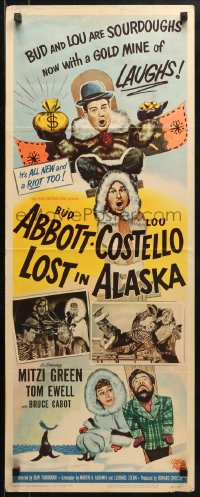 1y156 LOST IN ALASKA insert 1952 great artwork of wacky Bud Abbott & Lou Costello!