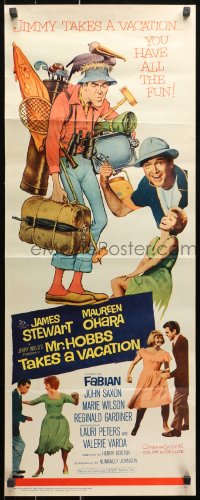 1y176 MR. HOBBS TAKES A VACATION insert 1962 great wacky full-length art of tourist Jimmy Stewart!