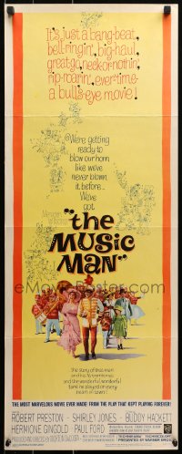 1y179 MUSIC MAN insert 1962 Robert Preston, Shirley Jones, art of parade, classic musical!