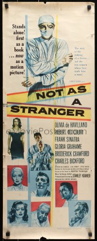1y182 NOT AS A STRANGER insert 1955 doctor Robert Mitchum, Olivia De Havilland, Frank Sinatra