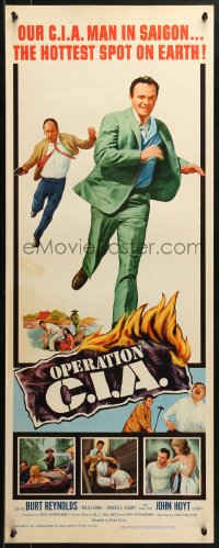 1y187 OPERATION CIA insert 1965 early Burt Reynolds, on the run in Saigon!