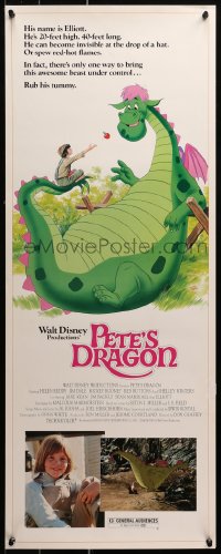 1y193 PETE'S DRAGON insert R1984 Walt Disney, colorful art of cast headshots & dragon by Paul Wenzel!