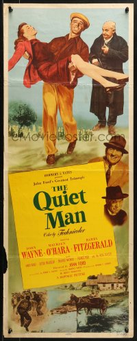 1y199 QUIET MAN insert 1951 great image of John Wayne carrying Maureen O'Hara, John Ford!