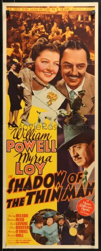 1y210 SHADOW OF THE THIN MAN insert 1941 William Powell, Myrna Loy, Hall & Asta the Dog, very rare!
