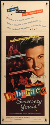 1y214 SINCERELY YOURS insert 1955 famous pianist Liberace brings a crescendo of love to empty lives!