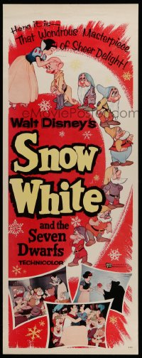 1y217 SNOW WHITE & THE SEVEN DWARFS insert R1958 Disney cartoon fantasy classic, different art!