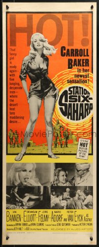 1y224 STATION SIX-SAHARA insert 1964 super sexy Carroll Baker is alone with five men in the desert!