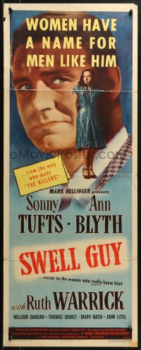 1y237 SWELL GUY insert 1946 Sonny Tufts, Ann Blyth & Ruth Warrick, not a conscience between them!