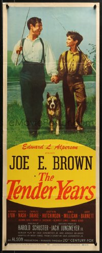 1y245 TENDER YEARS insert 1948 minister Joe E. Brown hand-in-hand with son & w/Boxer fighting dog!
