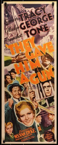 1y248 THEY GAVE HIM A GUN insert 1937 Spencer Tracy is decorated in WWI, but becomes a gangster!