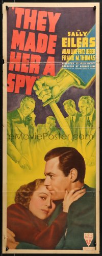 1y249 THEY MADE HER A SPY insert 1939 artwork of Sally Eilers, Allan Lane, Fritz Leiber