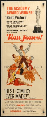 1y253 TOM JONES awards insert 1963 artwork of Albert Finney surrounded by sexy women on bed!