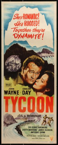 1y262 TYCOON insert 1947 great close up romantic artwork of John Wayne & Laraine Day!