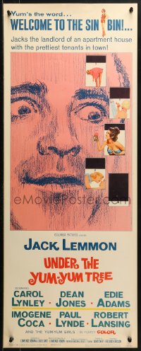 1y264 UNDER THE YUM-YUM TREE insert 1963 Jack Lemmon romances Carol Lynley, yum's the word!
