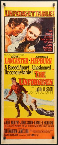 1y266 UNFORGIVEN insert 1960 Burt Lancaster, Audrey Hepburn, directed by John Huston!