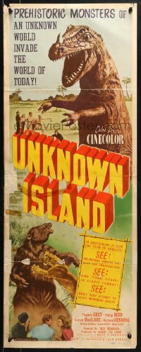 1y267 UNKNOWN ISLAND insert 1948 Virginia Grey, Philip Reed, Barton MacLane, sci-fi dinosaurs!
