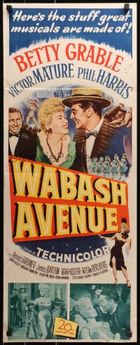 1y271 WABASH AVENUE insert 1950 artwork of Betty Grable & Victor Mature smiling at each other!