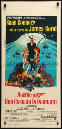 1y302 DIAMONDS ARE FOREVER Italian locandina 1971 McGinnis art of Sean Connery as James Bond!