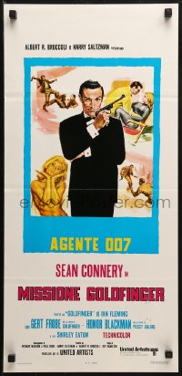 1y316 GOLDFINGER Italian locandina R1970s different art of Sean Connery as James Bond 007!