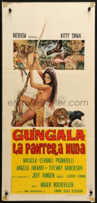 1y318 GUNGALA THE BLACK PANTHER GIRL Italian locandina 1968 art of sexy jungle babe Kitty Swan!