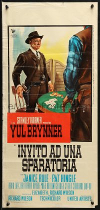 1y323 INVITATION TO A GUNFIGHTER Italian locandina 1965 killer Yul Brynner by Giorgio Olivetti!