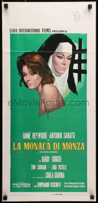 1y329 LADY OF MONZA Italian locandina 1969 her other love is God, Casaro art of nun Anne Heywood!