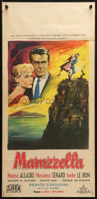 1y335 MERMAID OF NAPLES Italian locandina 1956 Allasio as Maruzella + woman attacked on cliff!