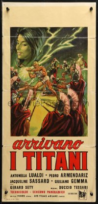 1y339 MY SON, THE HERO Italian locandina 1963 Arrivano I Titani, great Colizzi sword & sandal artwork!