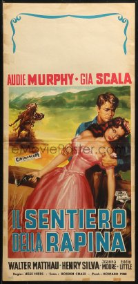1y348 RIDE A CROOKED TRAIL Italian locandina 1958 Audie Murphy faces a killer mob, different!