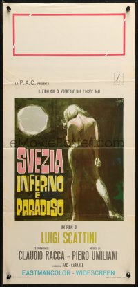 1y363 SWEDEN HEAVEN & HELL Italian locandina 1969 full-length Symeoni art of naked woman!