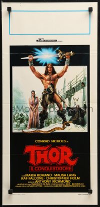 1y369 THOR THE CONQUEROR Italian locandina 1983 Conan rip-off, cool sword & sorcery art by Piovano!