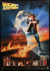 1y790 BACK TO THE FUTURE Japanese 1985 art of Michael J. Fox & Delorean by Drew Struzan!
